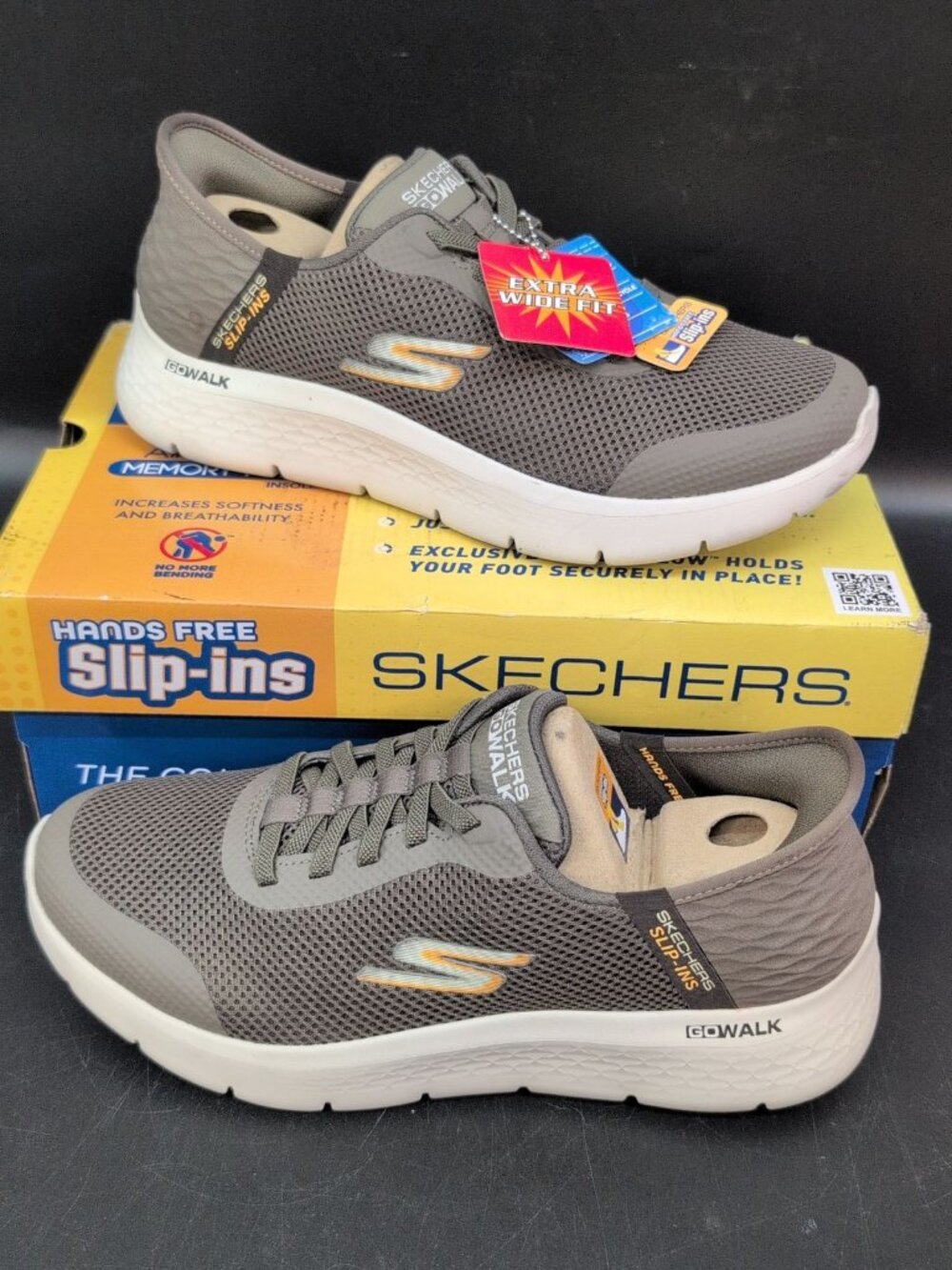 Skechers Go Walk Flex Hands Free Slip Ins Sneaker Shoes Men US 8.5 Brown